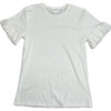 White Ribbed Puff Sleeve Shirt