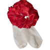 Ruffle Satin Ribbon Socks Red