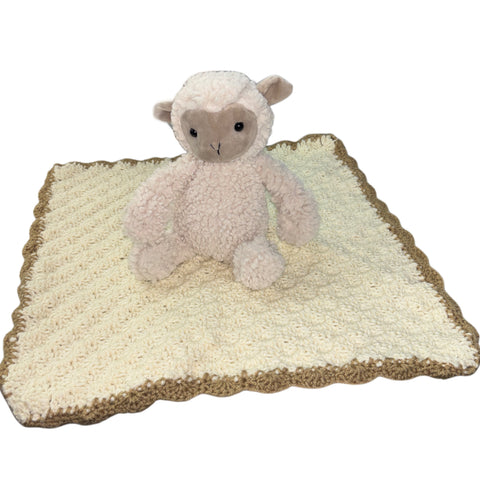 Lamb Handmade Crochet Toy Lovey Security Blanket second image