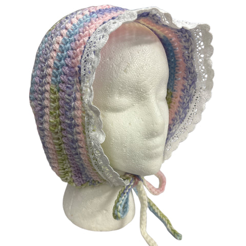 Large Pastel Ruffle Crochet Adult Baby Bonnet second image