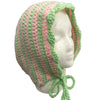 XL Green/Pink Crochet Adult Baby Bonnet