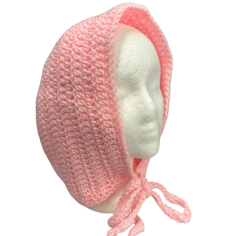 XL Pink Crochet Adult Baby Bonnet second image