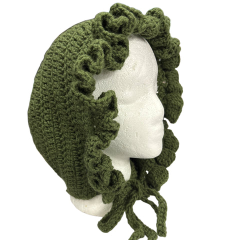 XL Green Crochet Adult Baby Bonnet second image