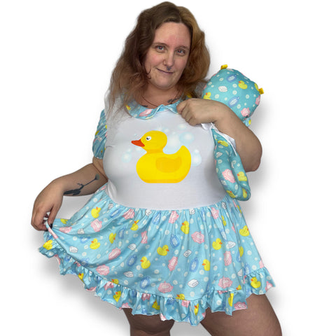 Ducky Bath Time Romper Dress with Pockets second image