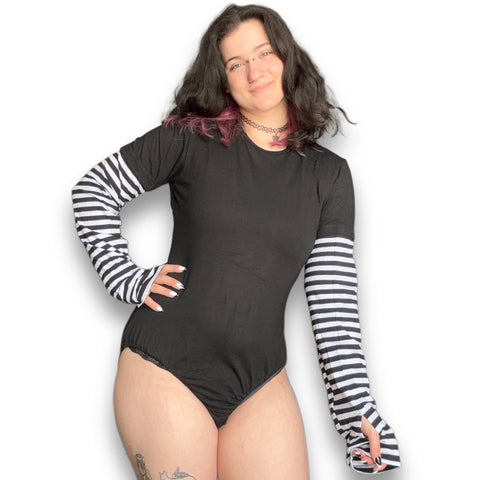 Layered Black & White Bodysuit second image