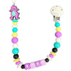 Purple Dinosaur Silicone Teether Pacifier Clip