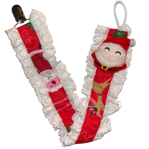 Holiday Christmas Halloween Ruffle Deluxe Pacifier Clip Multi Listing second image