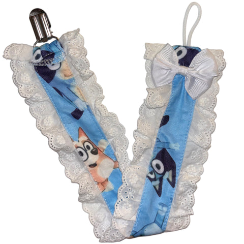 Puppy & Kitty Ruffle Deluxe Pacifier Clip Multi Listing second image