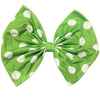 Green & White Dots Fabric Hair Bow