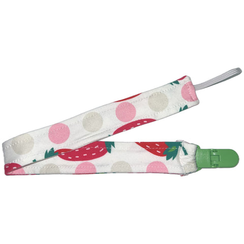 Strawberry Patch Fabric Pacifier Clip second image