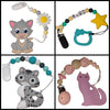 Kitty Cat Silicone Teether Chewing Toy Pacifier Clip