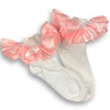 Peach Pink Ruffle Satin Ribbon Socks