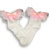 Pink Ruffle Lace Ribbon Socks