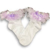 Purple Ruffle Lace Ribbon Socks