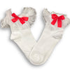 White/Red Ruffle Lace Ribbon Socks