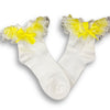Yellow Ruffle Lace Ribbon Socks