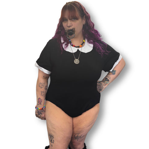 Black & White Cotton Collared Bodysuit second image