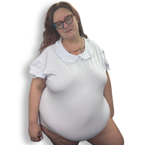 White Cotton Collared Bodysuit second image