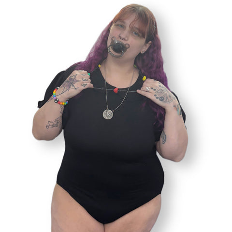 Black Cotton Collared Bodysuit second image