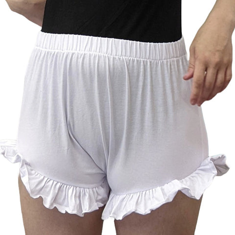 White Ruffle Leg Bloomer Shorts second image