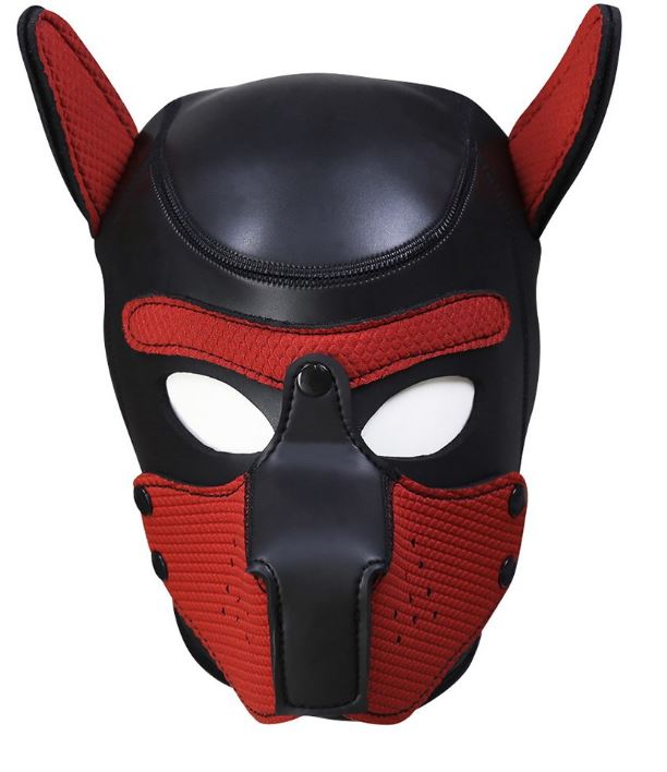 Dog Cosplay Hood Puppy Pet Role Play Mask Red/Black