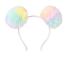 Rainbow Faux Fur Pom Pom Hairband